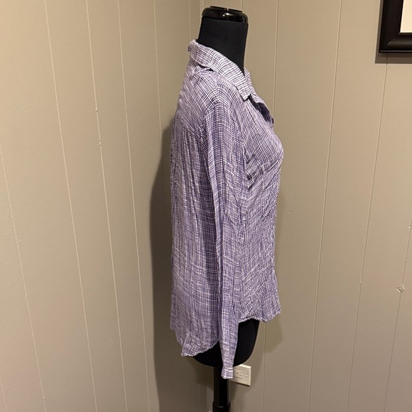 Cloth & Stone Women’s Medium Purple Plaid Button Down Shirt - Picture 3 of 5